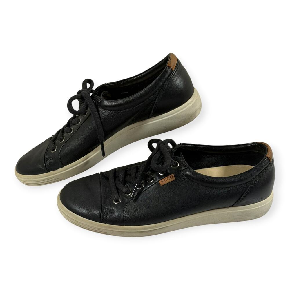 ECCO Soft 7 Leather Sneakers, Black, Women's 8.5, EU 39